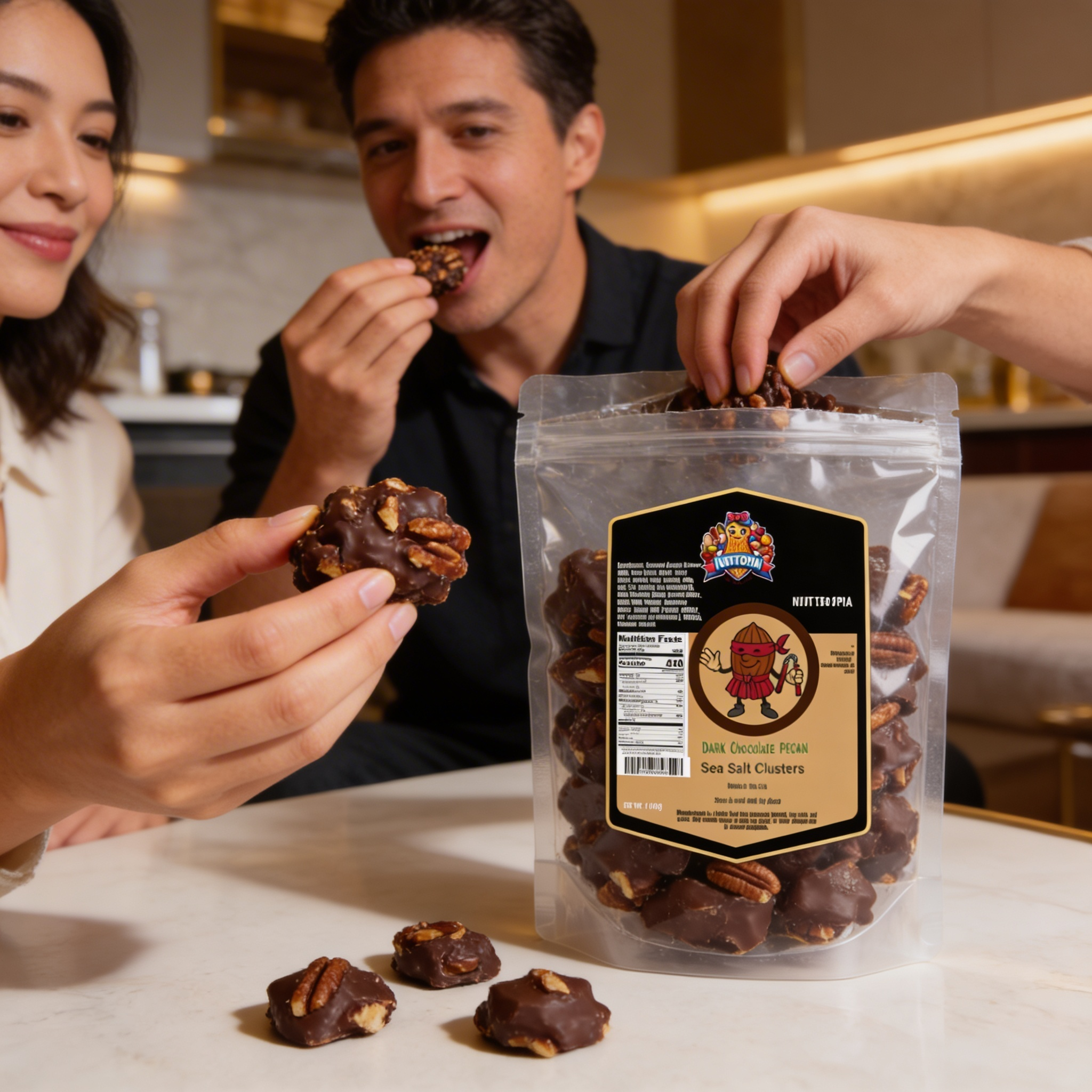 Dark Chocolate Pecan Sea Salt Clusters