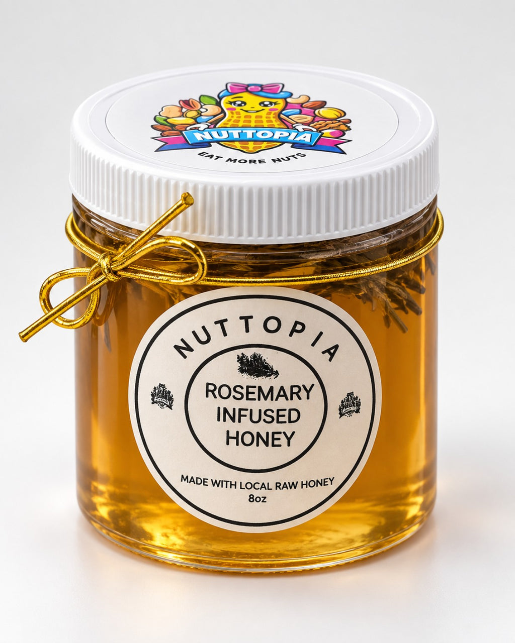 Nuttopia Rosemary Infused Honey 8 oz jar product photo